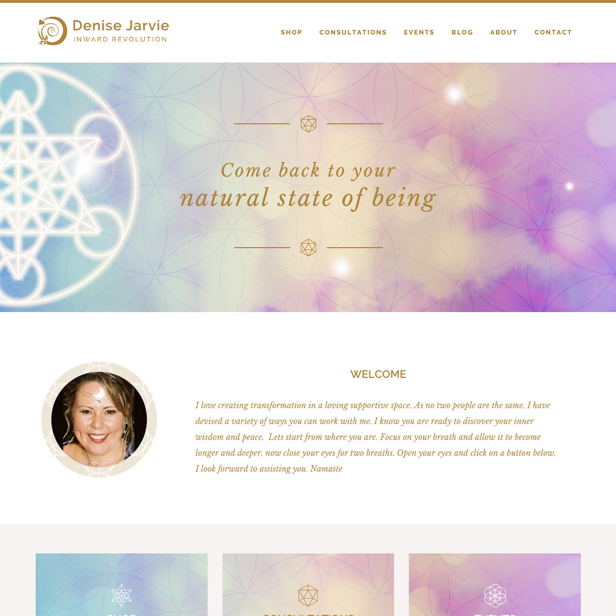 Denise Jarvie website design by Frances Verbeek