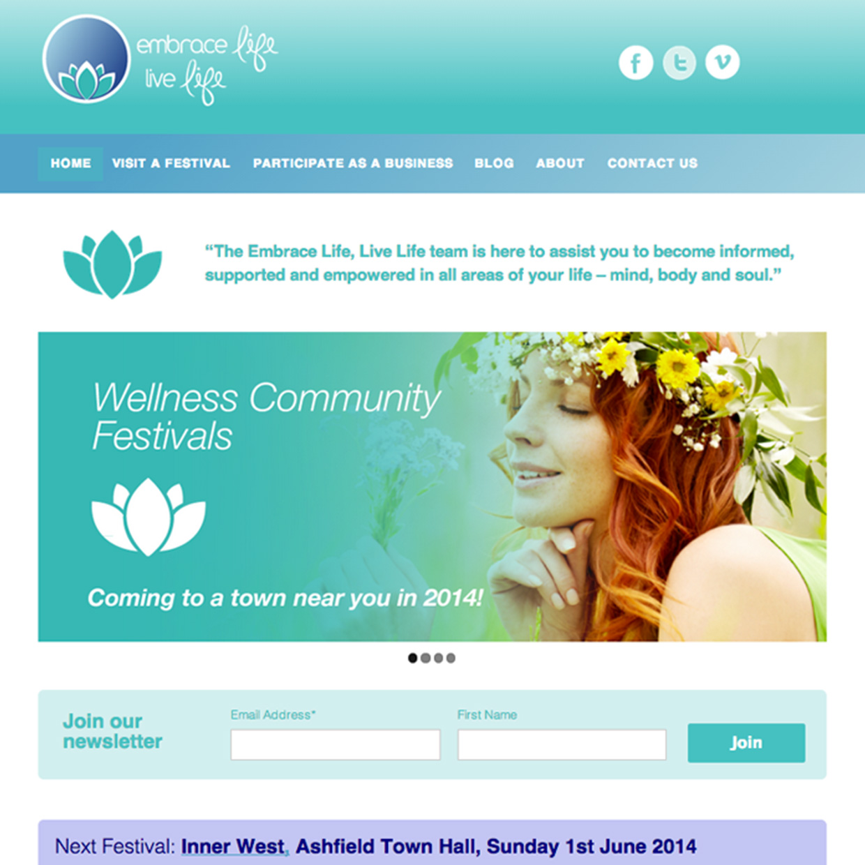 Wellness Festival website design by Frances Verbeek