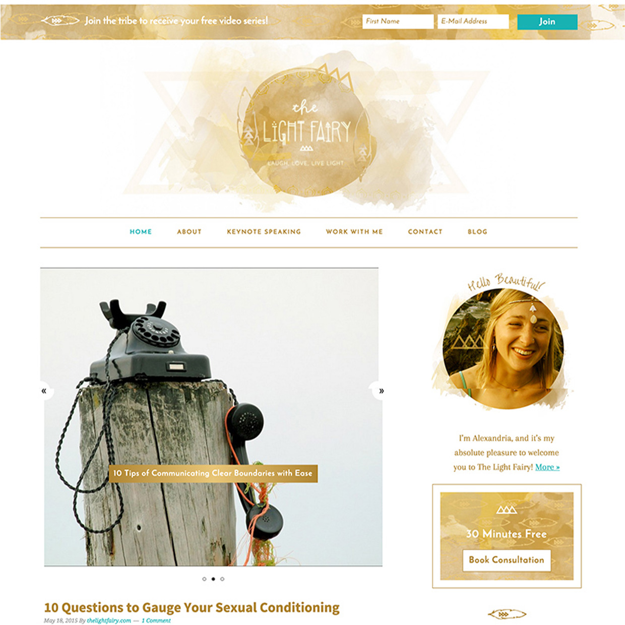 The Light Fairy website design by Frances Verbeek