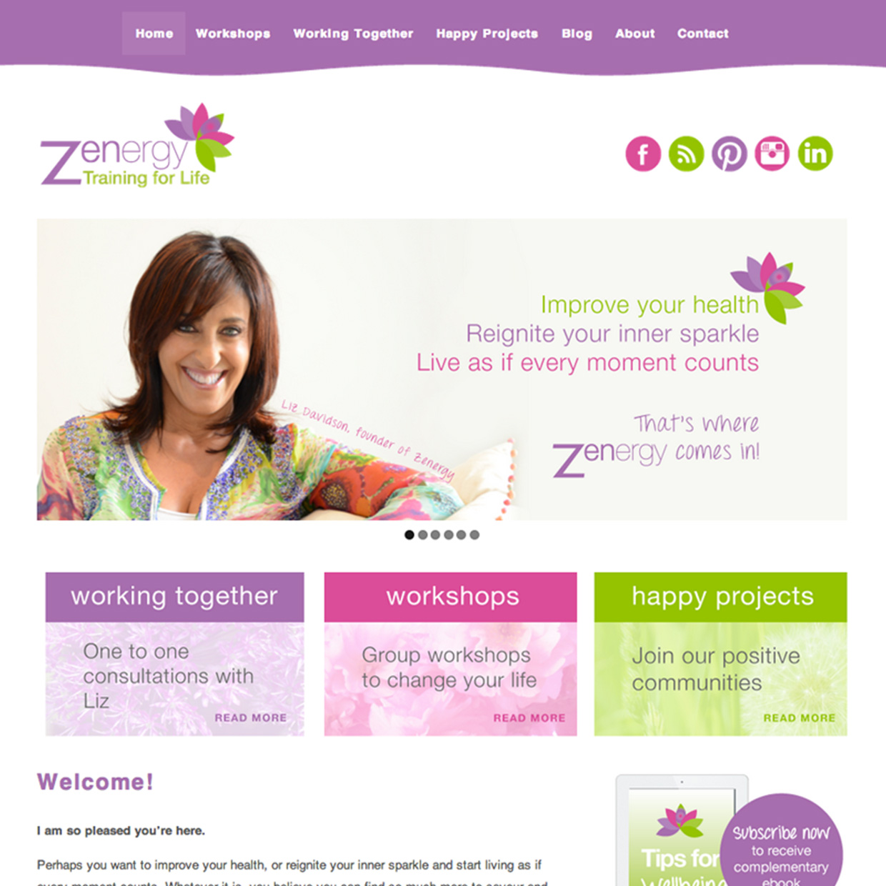Zenergy Training website design by Frances Verbeek