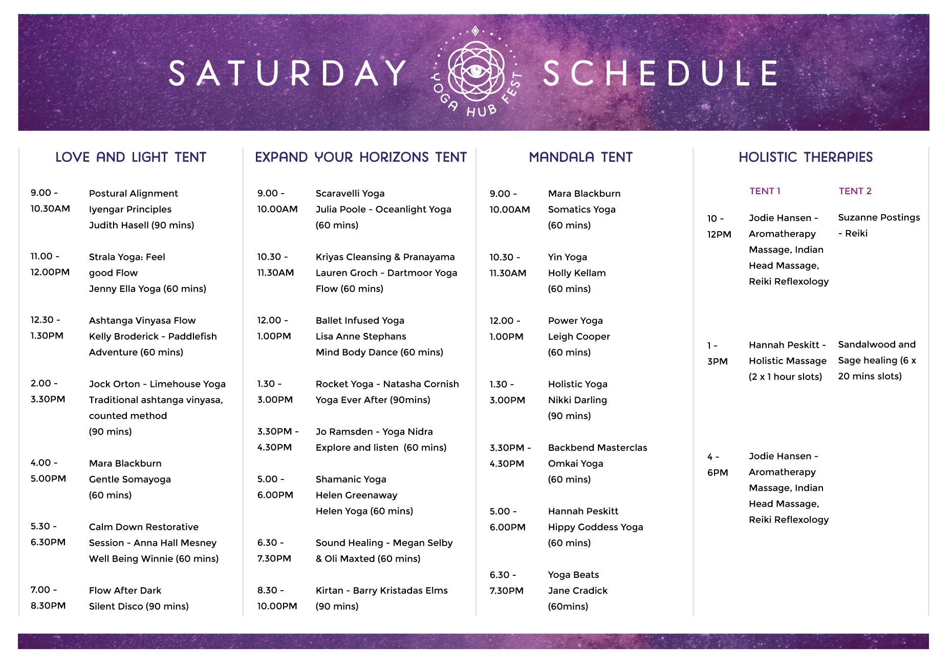 Yoga Hub Fest schedule